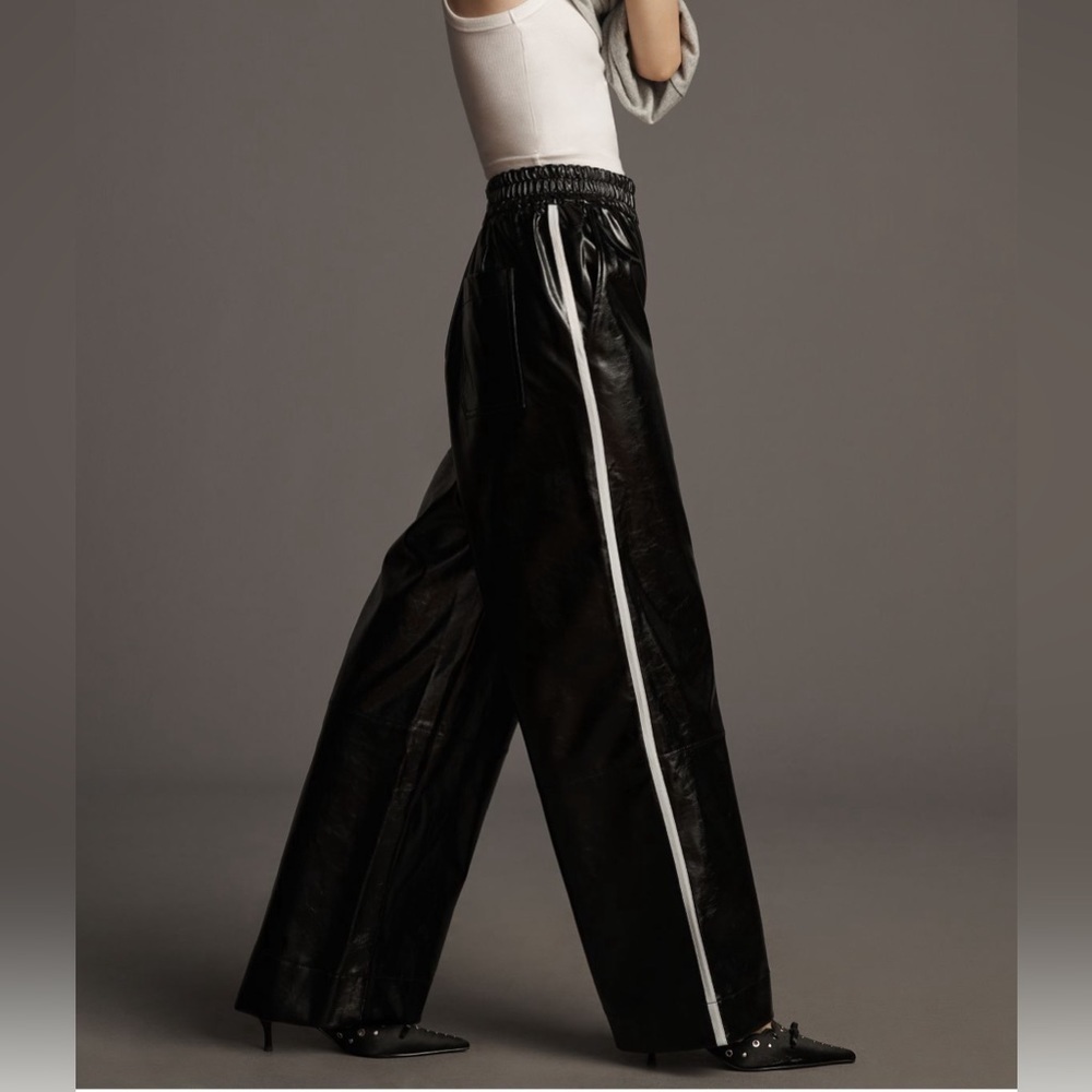 Maeve faux patent leather sporty pull on pants